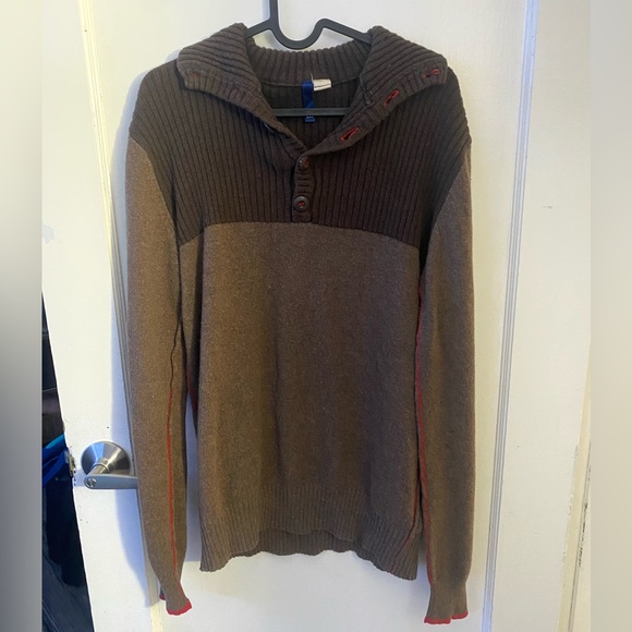 Men’s brown half button Sweater - Picture 1 of 3